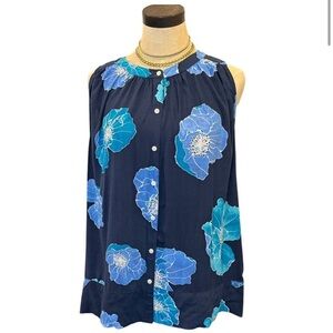 Loft Floral Blue Sleeveless Top